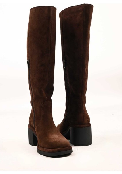 Bağcıksız Fermuarlı Termo Taban Hakiki Deri Topuklu Çizme 336-1235 Kadın Çizme