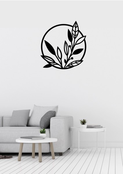 Yaprak Desenli Yuvarlak Dekoratif Metal Duvar Süsü