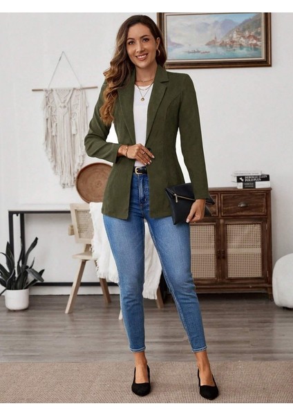 Kadın Uzun Kollu Yakalı Tek Düğmeli Süet Ceket indirimleri