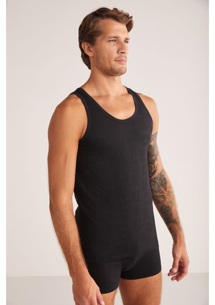 Anka Erkek Kalın Askılı Modal Jakar Desen Atlet