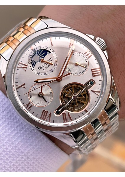 Otomatik Mehtap ve Güneş Kadranlı Bileklik Hediyeli 3 Atm Erkek Kol Saat FF.G3606.4 fiyatları