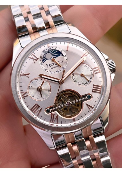 Otomatik Mehtap ve Güneş Kadranlı Bileklik Hediyeli 3 Atm Erkek Kol Saat FF.G3606.4 fırsatları