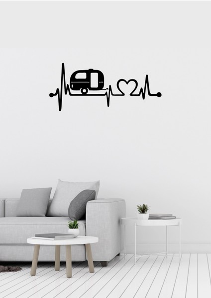 Kalp Atışı Kalp Karavan Desenli Dekoratif Metal Duvar Süsü