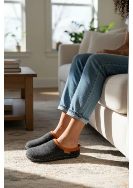 Unısex Kaymaz Taban Keçe Rahat Yumuşak Taban Ev Terlik
