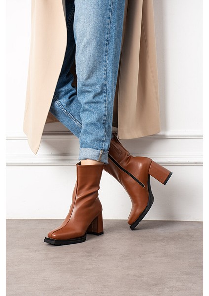 Kadın Taba Mat Deri Kalın Topuklu Bot – Şık Kışlık Günlük Ofis Kombinleri Için Rahat Ortapedik Model fiyatları