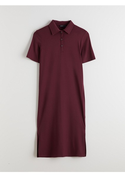 Yeni Sezon Polo Yaka A Kesim Modal Karışımlı Elbise