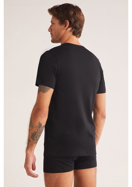 Enrico Erkek V Yaka Kısa Kollu %100 Pamuk 2'li Tshirt Set fiyatları
