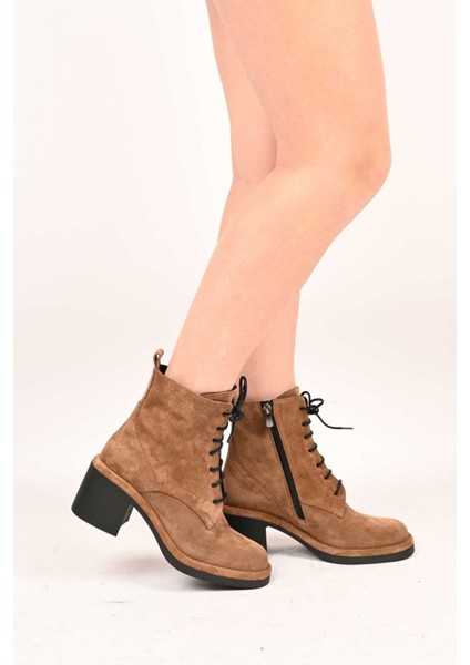 Bağcıklı Fermuarlı Termo Taban Hakiki Deri Topuklu Bot 336-1233 Kadın Bot