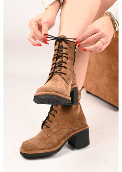 Bağcıklı Fermuarlı Termo Taban Hakiki Deri Topuklu Bot 336-1233 Kadın Bot modelleri