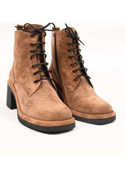 Bağcıklı Fermuarlı Termo Taban Hakiki Deri Topuklu Bot 336-1233 Kadın Bot