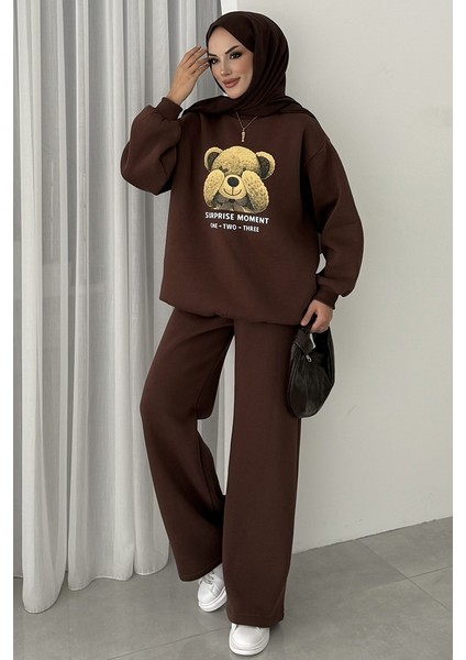 Ayıcık Desen Üç Iplik Ikili Takım 1655 - Kahve modelleri