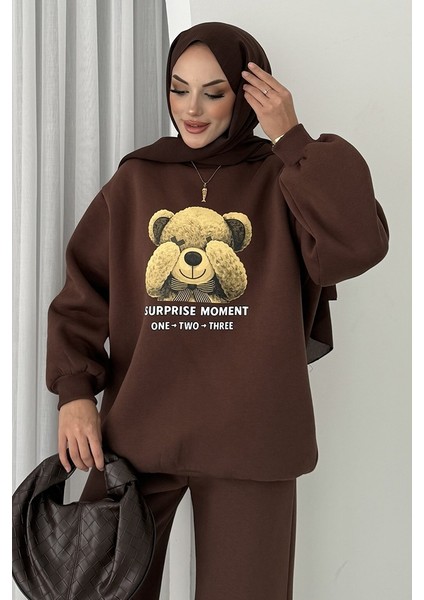 Ayıcık Desen Üç Iplik Ikili Takım 1655 - Kahve fırsatları