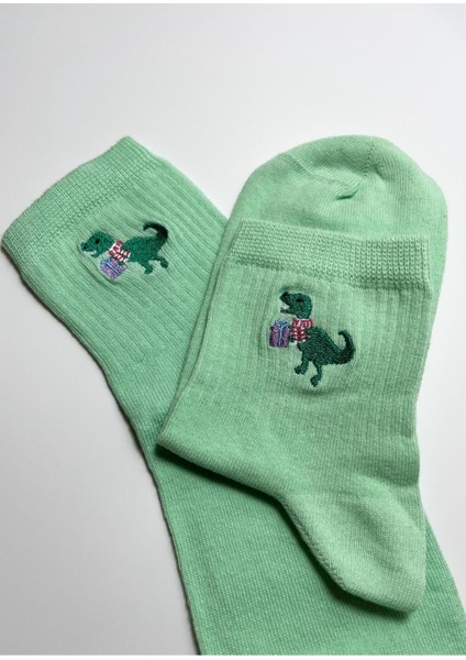 Pamuklu Dinozor Nakışlı Unisex Kolej Çorap modelleri
