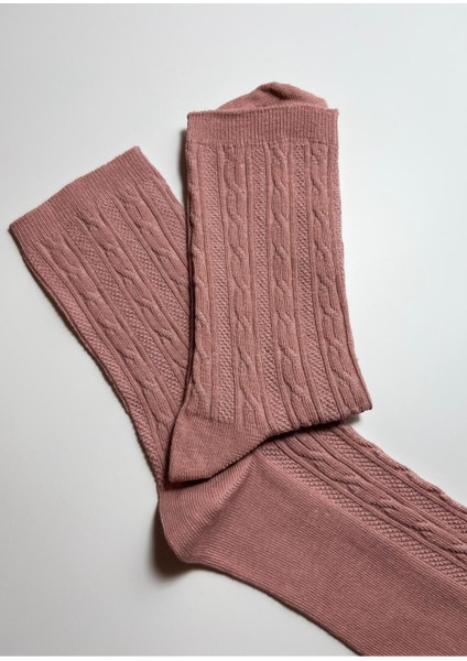 Pamuklu Kabartmalı Örgü Desenli Kadın Çorabı fiyatları