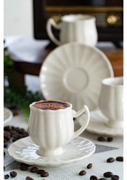 Lale 12 Parça 6 Kişilik Porselen Kahve Fincan Takımı modelleri