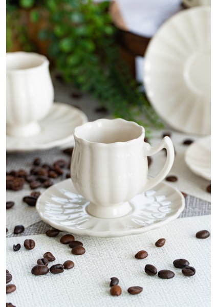 Lale 12 Parça 6 Kişilik Porselen Kahve Fincan Takımı fırsatları