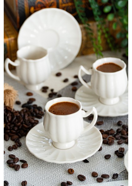 Lale 12 Parça 6 Kişilik Porselen Kahve Fincan Takımı indirimleri