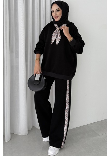 Fularlı Üç Iplik Ikili Takım 1654 - Siyah