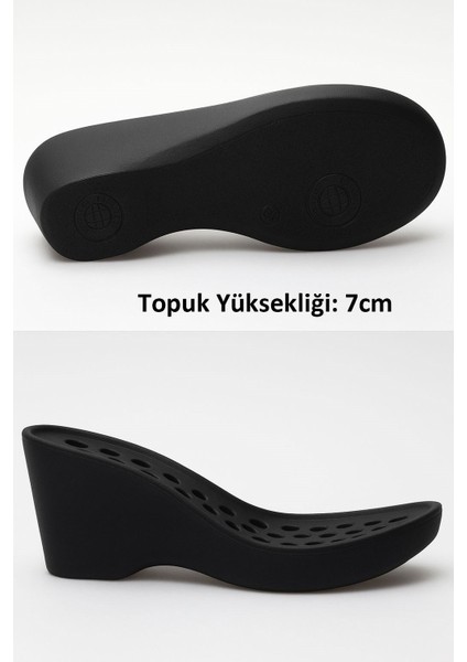 Siyah Delikli Dolgu Topuklu Kadın Sabo Ortopedik Hemşire Doktor Aşçı Günlük Terlik modelleri