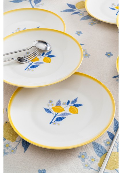 Limon Desenli 25 cm Premium Porselen Servis Tabağı - 6 Adet fiyatları