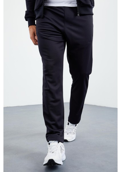 Lacivert Dik Yaka Fermuarlı Standart Kalıp Klasik Paça Erkek Eşofman Takımı - 85162