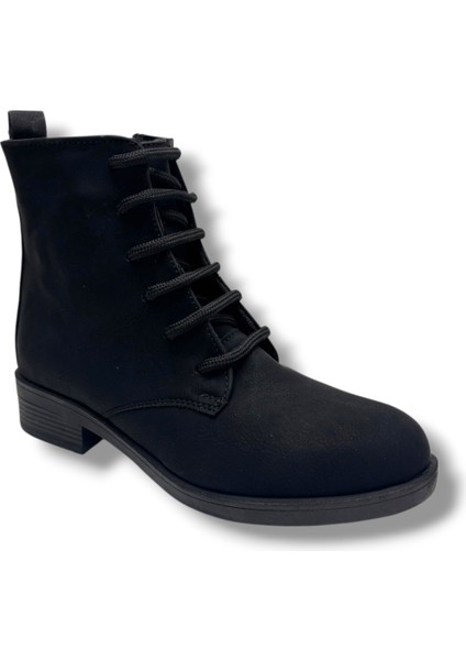 152-26 Anatomik Yağlı Deri Fermuarlı Bağcıklı Kadın Bot