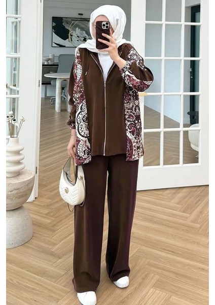 Desenli Oysho Ikili Takım 1653 - Kahve