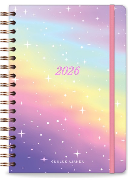 2026 Spiralli Günlük Ajanda 12 Aylık – 17X24 cm Gökkuşağı fırsatları