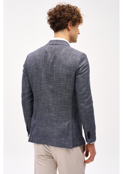 Erkek Lacivert Slim Fit / Dar Kalıp Geniş Kırlangıç Ceket