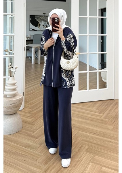 Desenli Oysho Ikili Takım 1653 - Lacivert