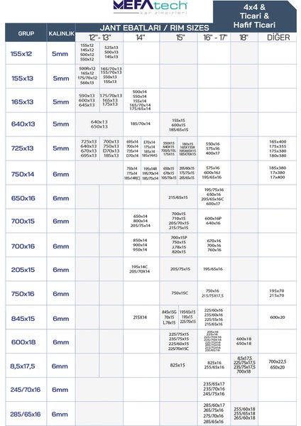Merdiven Tip Mahmuzlu Serme Çelik Araç Kar Patinaj Zinciri 175 x R15 / 5 mm fırsatları