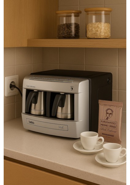 4 Fincan Kapasitesi & 1 L Su Tankı – Günlük Kullanıma Uygun Beko 70.yıl Türk Kahve Makinesi + Türk Kahvesi Hediyeli