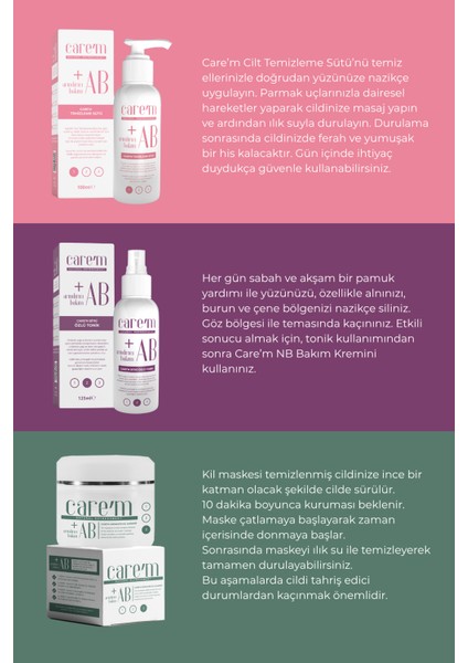 Cilt Bakım Seti - 4'lü Set - Temizleme Sütü + Arındırıcı Tonik + Aromatik Kil Maskesi + Nb Krem modelleri