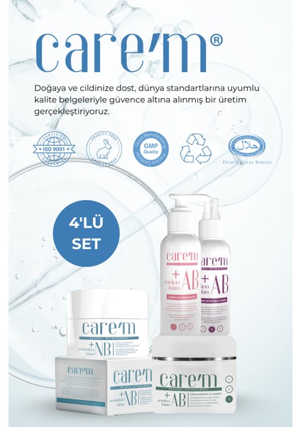 Cilt Bakım Seti - 4'lü Set - Temizleme Sütü + Arındırıcı Tonik + Aromatik Kil Maskesi + Nb Krem