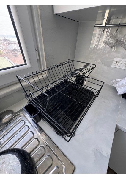 Çift Katlı Bulaşıklık Siyah
