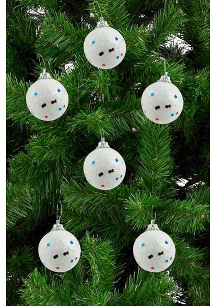 6 Adet Köpük Cici Yılbaşı Ağaç Süsü 4 cm