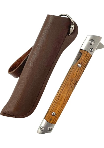 M390 Ahşap Kabze Beyefendi Çakısı Özel Deri Kılıf Hediyeli fırsatları