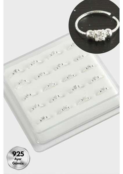 Zirkon Tek Taşlı Halka Gümüş Hızma 20 Adet fiyatları