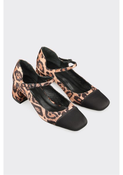 Kahve Hayvan Desenli Kadın Orta Topuk Ayakkabı fiyatları