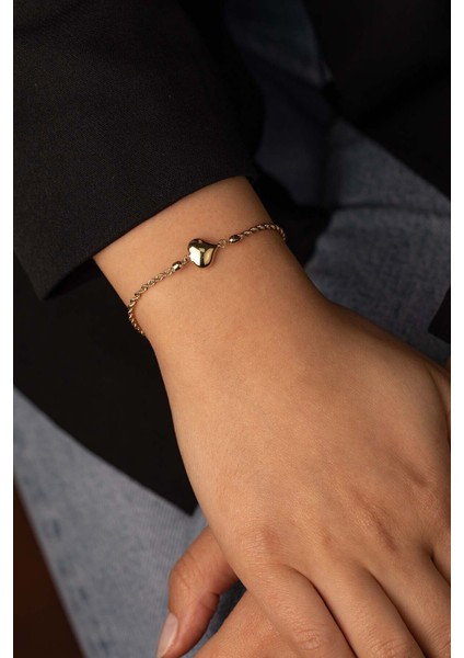 14 Ayar Altın Burgu Zincir Kalp Bileklik fiyatları