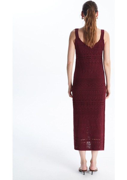 Yeni Sezon V Yaka Ajurlu Kadın Triko Elbise fırsatları