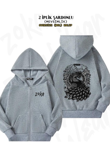 Unisex Opeth V2 Baskılı Oversize Sırt Baskılı Fermuarlı Kapşonlu Hırka