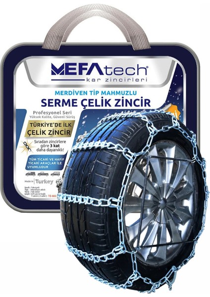 Merdiven Tip Mahmuzlu Serme Çelik Araç Kar Patinaj Zinciri 215 x R14 / 6 mm modelleri