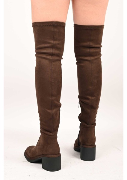 Bağcıksız Streç Detaylı Termo Taban Hakiki Deri Çizme 336-1236 Kadın Çizme