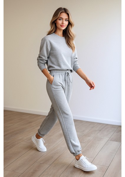 Kadın Paça Lastik Üç Ip Şardonlu Lopez Eşofman Altı Gri fırsatları