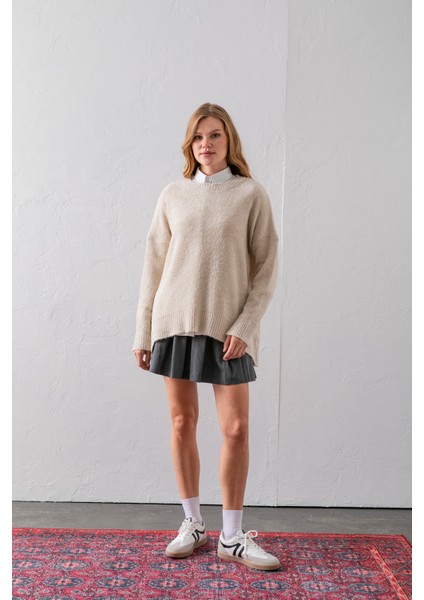 Bisiklet Yaka Oversize Buklet Triko Kazak - Rahat ve Şık | Kaliteli Triko | Trend Kazak