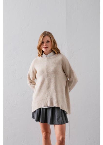 Bisiklet Yaka Oversize Buklet Triko Kazak - Rahat ve Şık | Kaliteli Triko | Trend Kazak modelleri