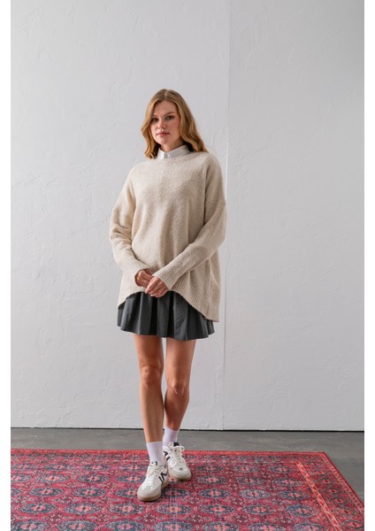 Bisiklet Yaka Oversize Buklet Triko Kazak - Rahat ve Şık | Kaliteli Triko | Trend Kazak fırsatları