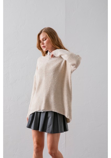 Bisiklet Yaka Oversize Buklet Triko Kazak - Rahat ve Şık | Kaliteli Triko | Trend Kazak