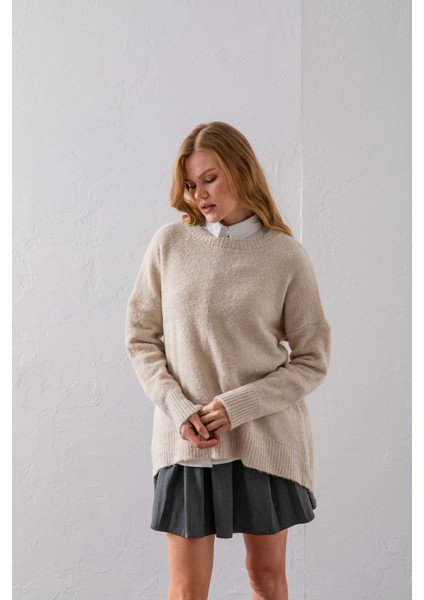 Bisiklet Yaka Oversize Buklet Triko Kazak - Rahat ve Şık | Kaliteli Triko | Trend Kazak